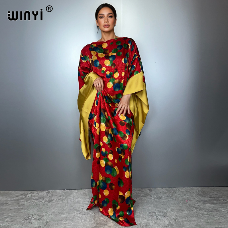 Summer Evenings Clothing - WINYI Summer Kuwait Print Evening Dress