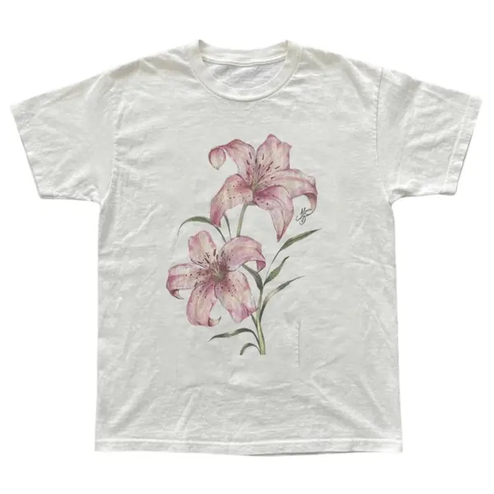Summer Grunge Clothing - Pink Lily Floral T-Shirt, Tree Shirt,