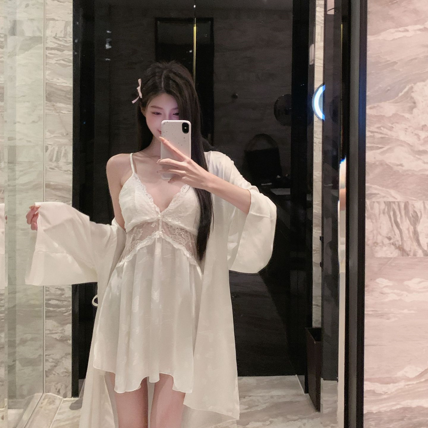 Summer Nights Clothing - Women's Sleepwear Sexy Lace Patchwork Robe
