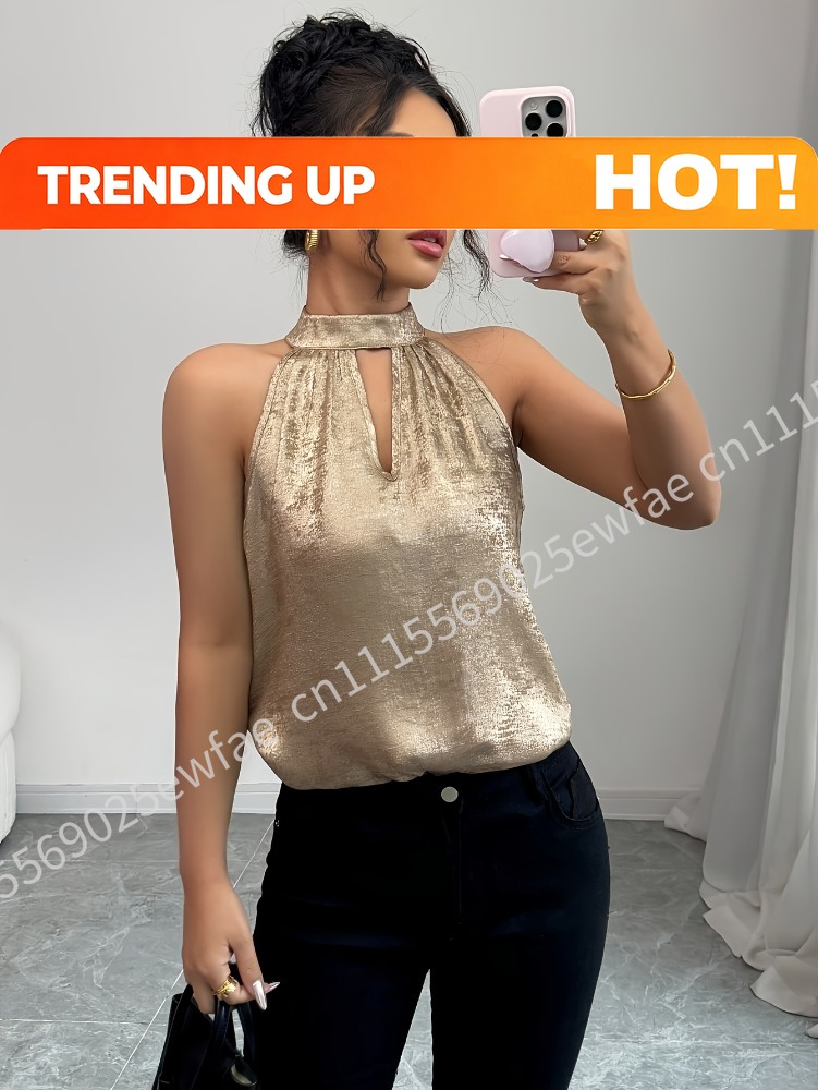 Champagne Golden Shiny Glossy  - огляд і ціна Off Shoulder Blouse