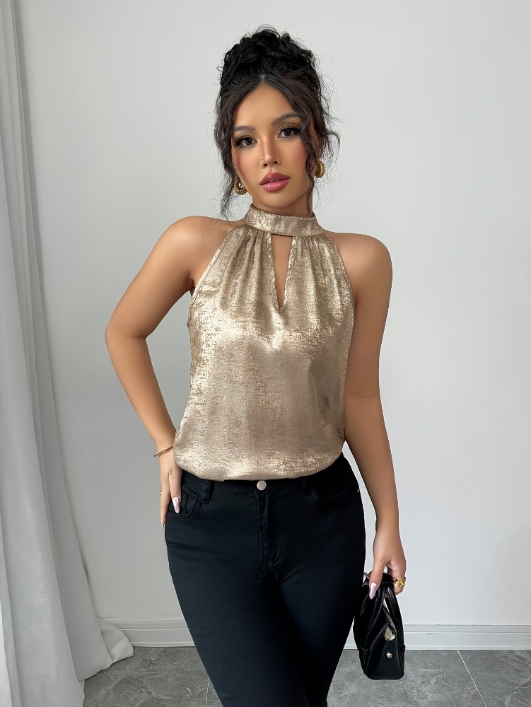 Champagne Golden Shiny Glossy  - огляд і ціна Off Shoulder Blouse