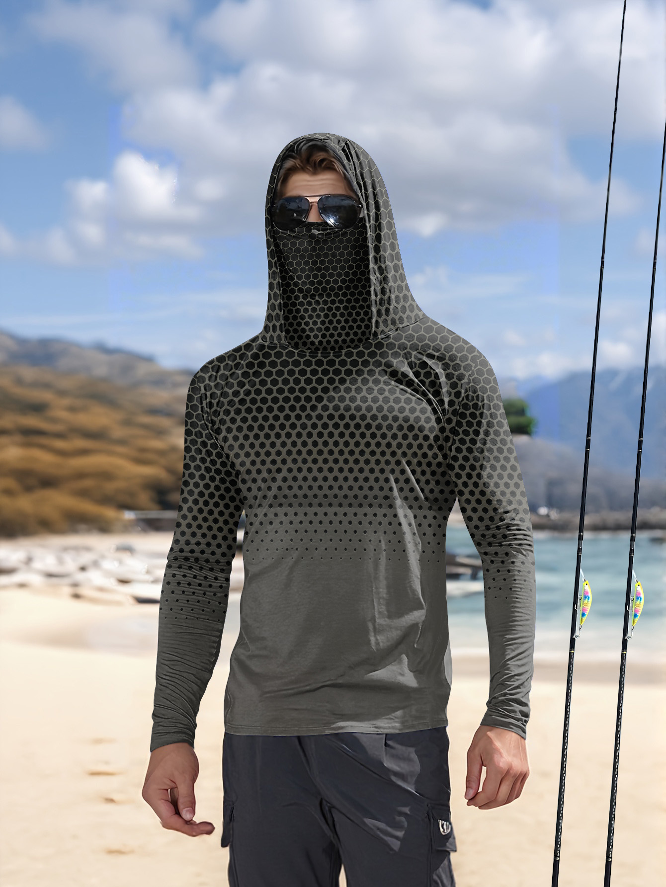 Men Hood Fishing Shirt long sl - огляд і ціна Summer Clothing Mens