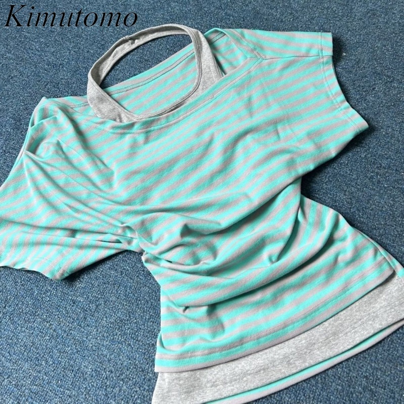 Kimutomo Women T Shirts Stripe - огляд і ціна Summer Grunge Clothing