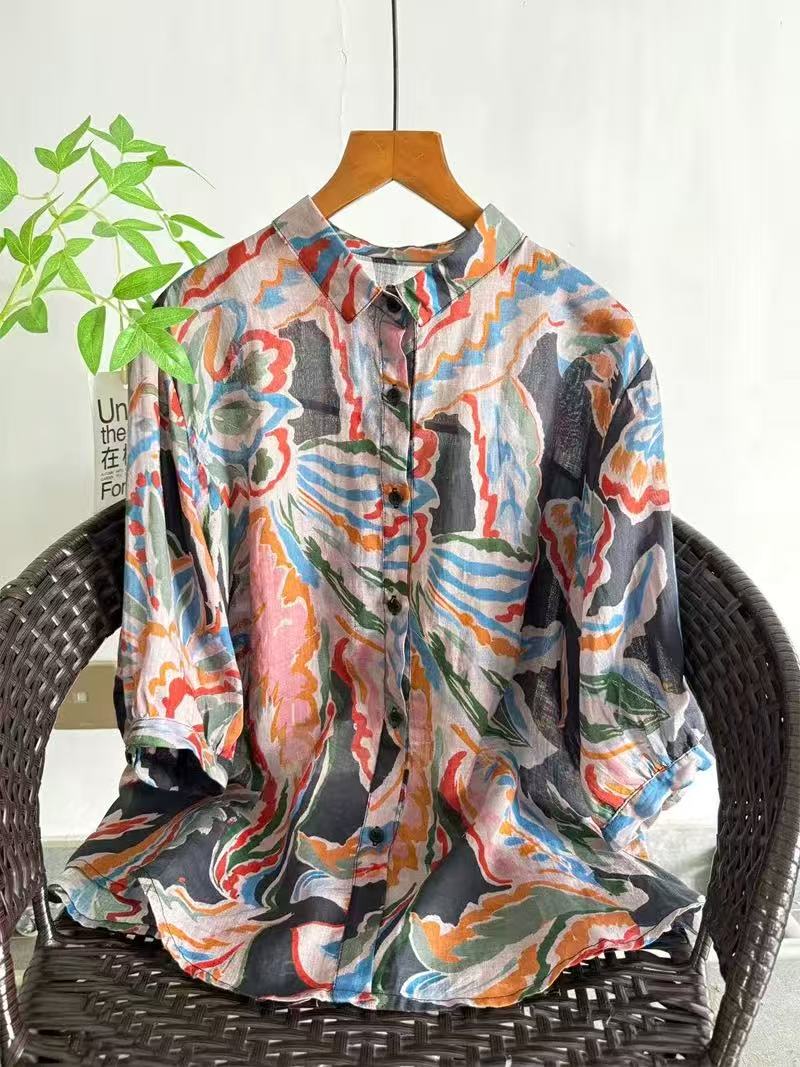 2026 Pure Ramie Print Shirt Wo - огляд і ціна Summer Clothing In Japan
